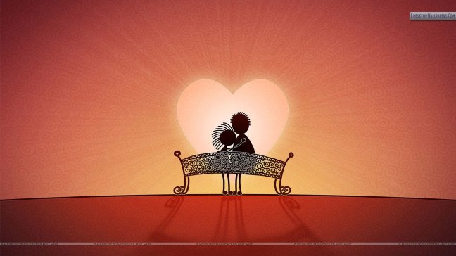 Artistic-Cartoon-Couple-Sitting-On-A-Bench