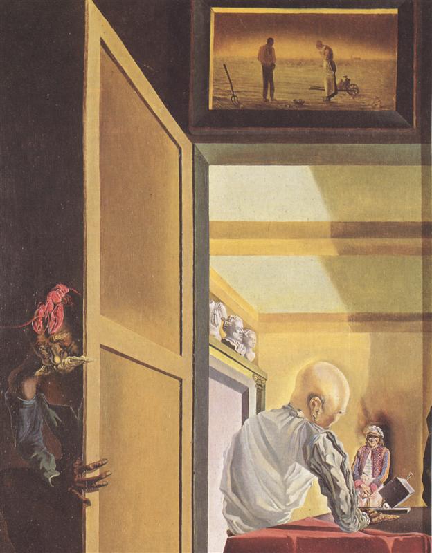 Salvador Dali - Gala and The Angelus of Millet Before the Imminent Arrival of the Conical Anamorphoses (1933)