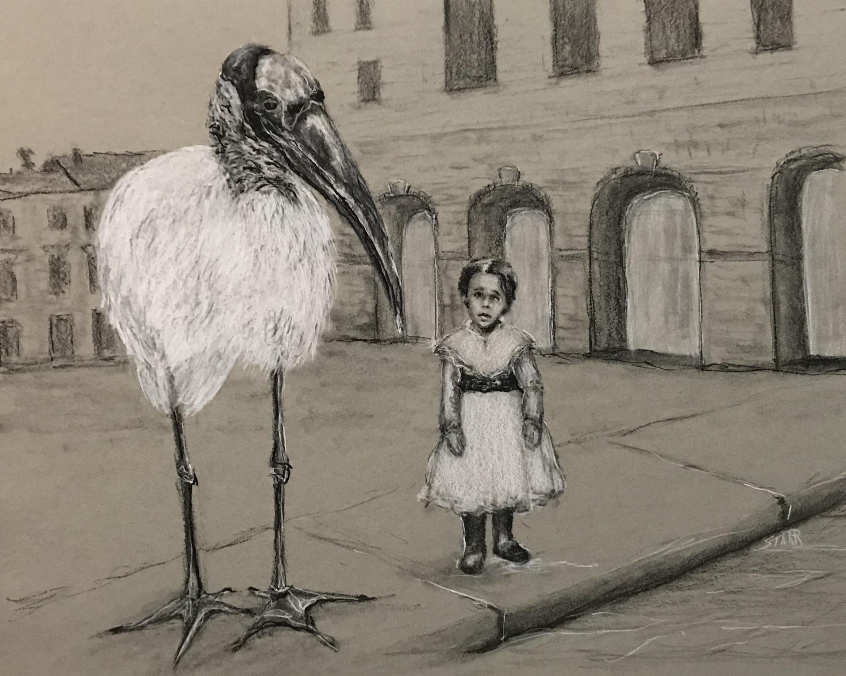girl with big bird by suzanne starr